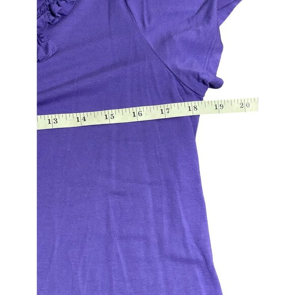 Coldwater Creek Womens Purple Ruffled Scoop Neck T-Shirt M 10-12 Rayon & Spandex - Picture 9 of 10